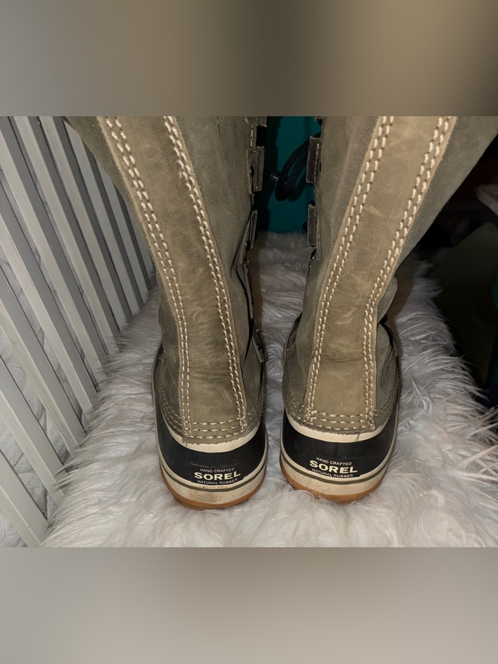 SOREL JOAN of ARCTIC Boots Green Suede/Rubber Snow Winter Sz 8 - Picture 8 of 13